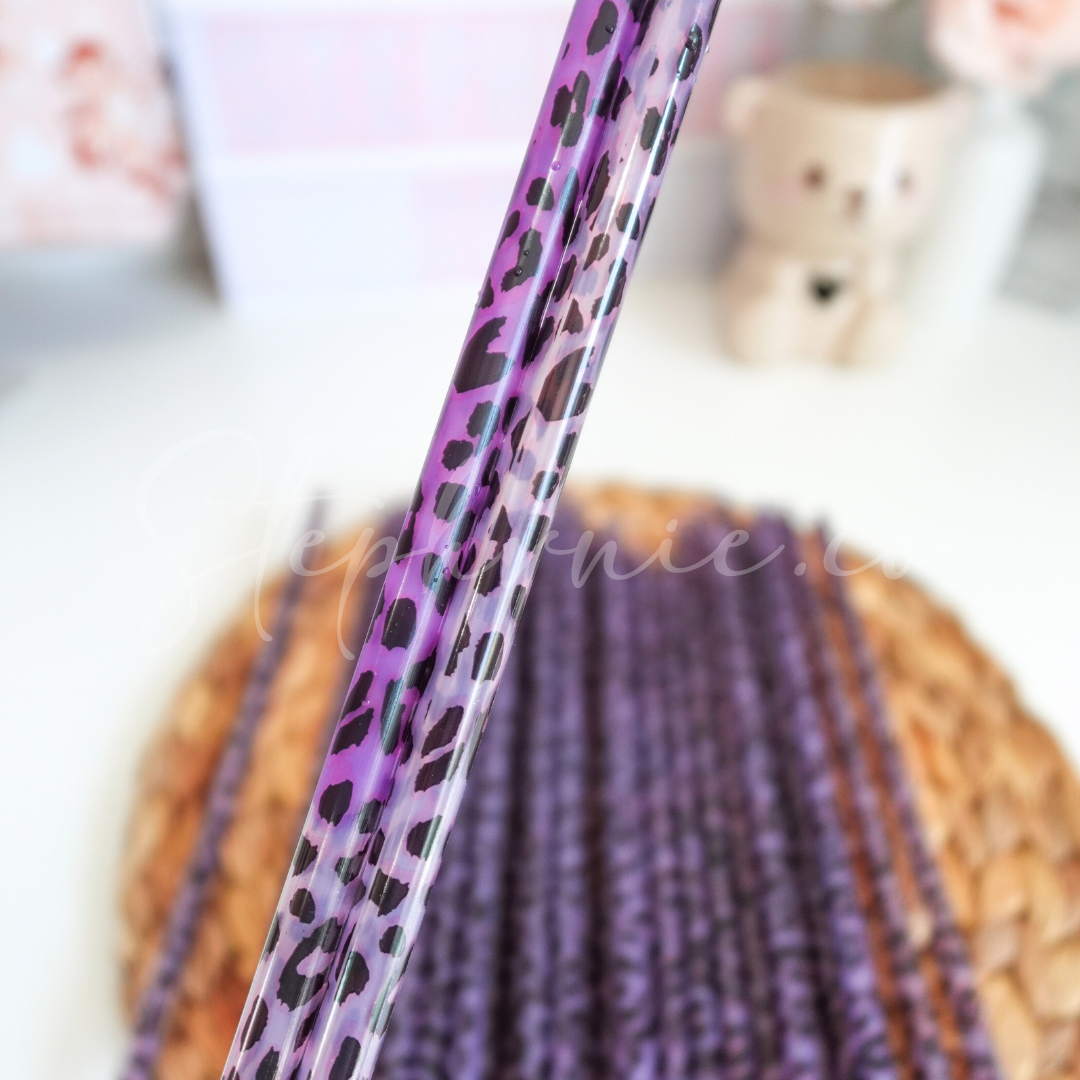Leopard Print - Color Changing Reusable Plastic Straw - 9 Inch