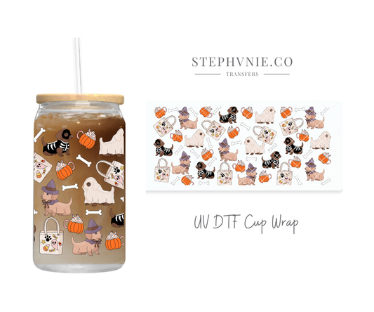 Spooky Doggies - 16oz UV DTF Cup Wrap