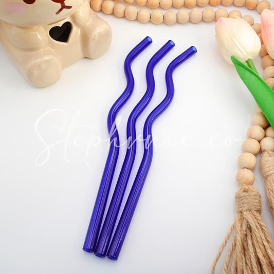 Dark Blue Glass Straws - Reusable