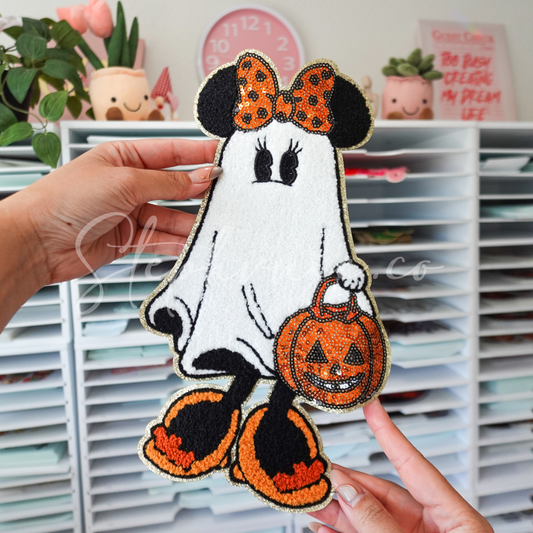 Ghost Mouse -  Chenille Patch