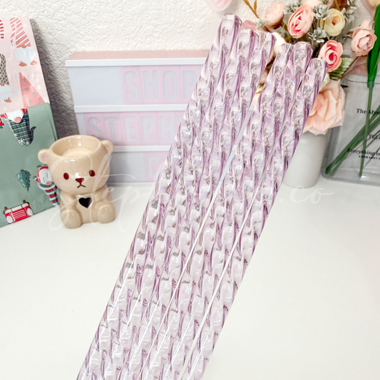 Purple Swirly - Reusable Plastic Straw - 12 inch