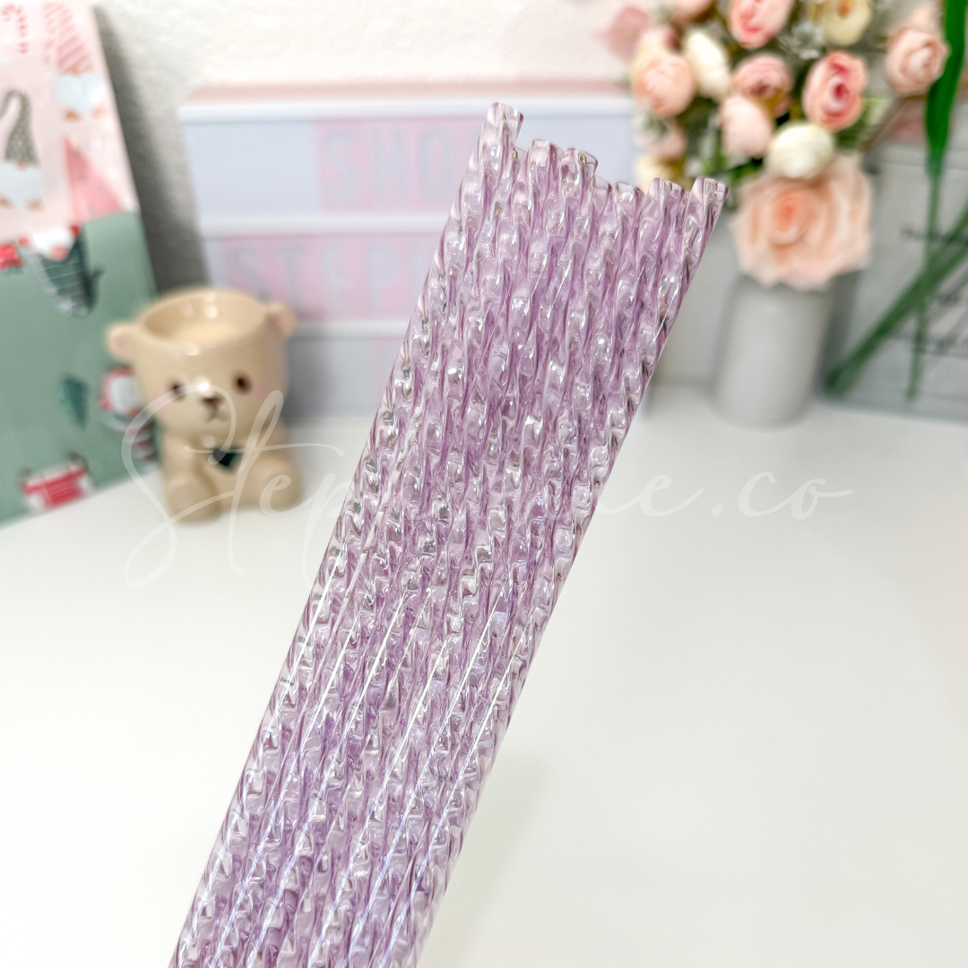 Purple Swirly - Reusable Plastic Straw - 12 inch