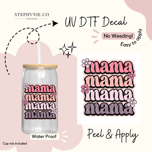 Mama Purple Distressed- UV DTF Decal