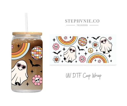 Retro Ghost - 16oz UV DTF Cup Wrap