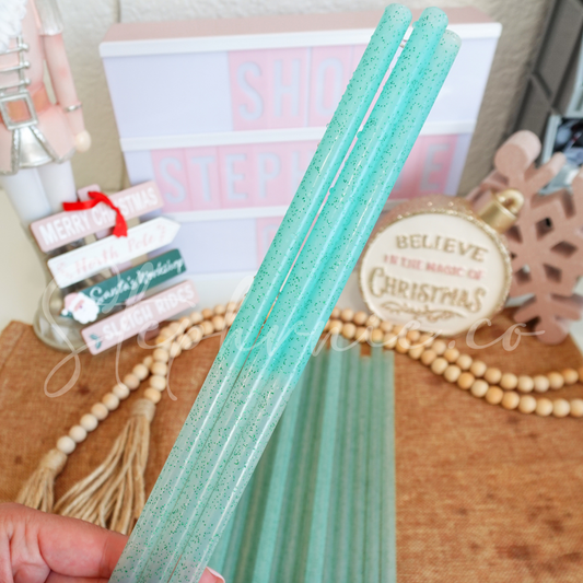 Mint Teal - Wide Straw - Color Changing Reusable Plastic Straw - 12 inch