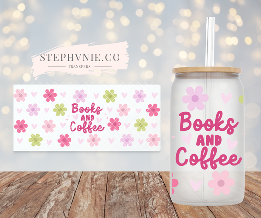 Books & Coffee Daisy - 16oz Cup Wrap (Clear Film)