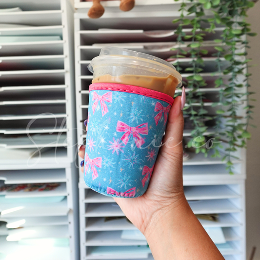 Pink Bow Snowflakes - Cup Sleeve