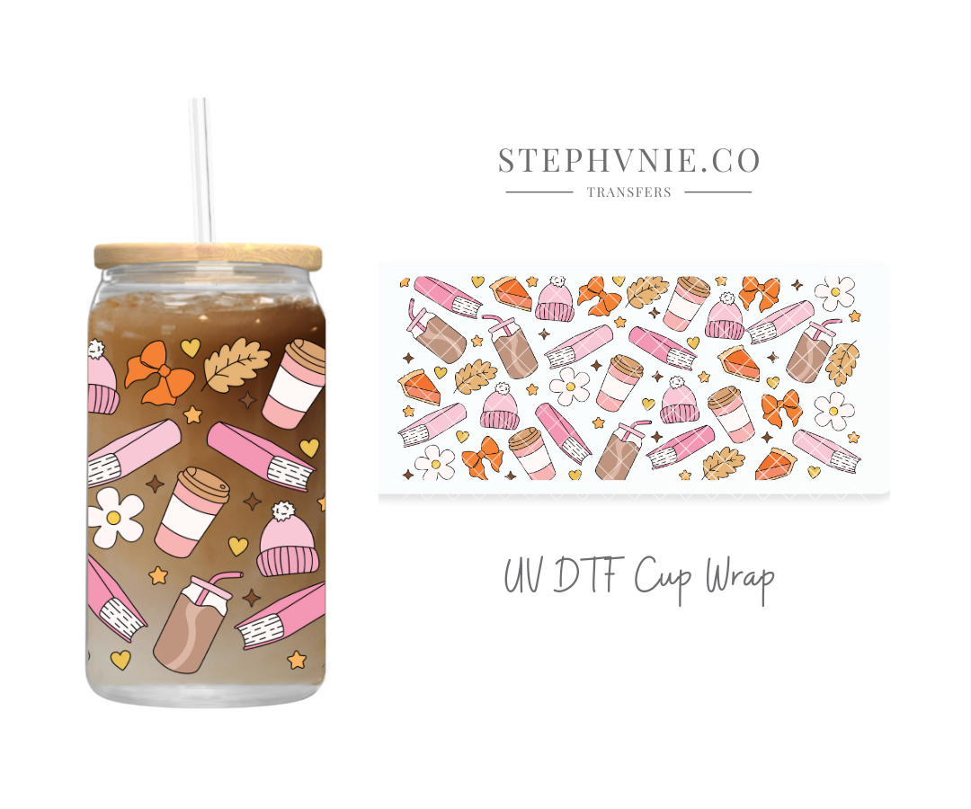 Fall Cozy Girl - 16oz UV DTF Cup Wrap