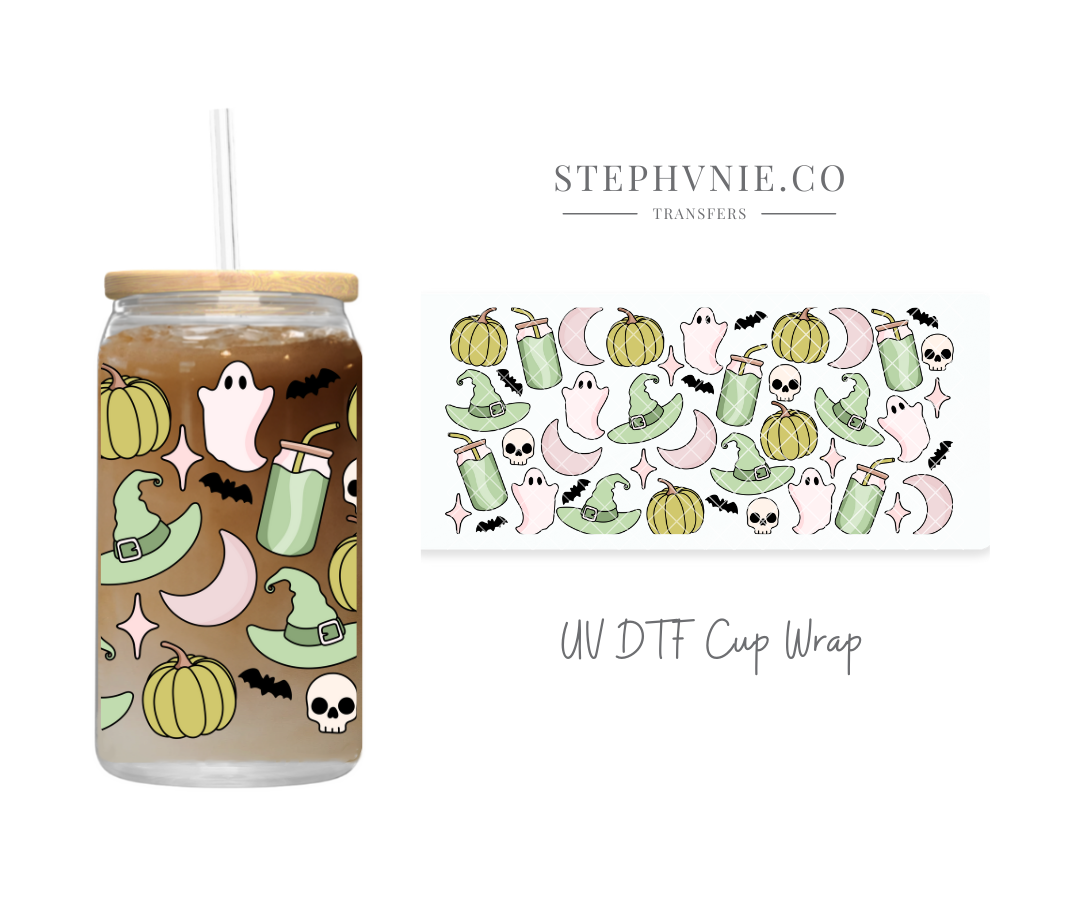 Coffee Ghosties 2 - 16oz UV DTF Cup Wrap