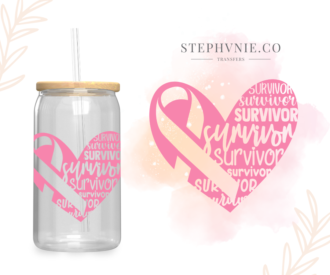 BCA - Heart Survivor - UV DTF Decal (clear film)