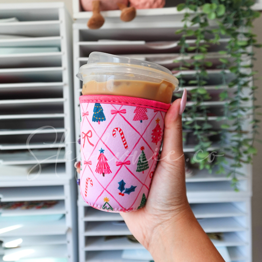 Pink Bow Christmas Trees - Cup Sleeve