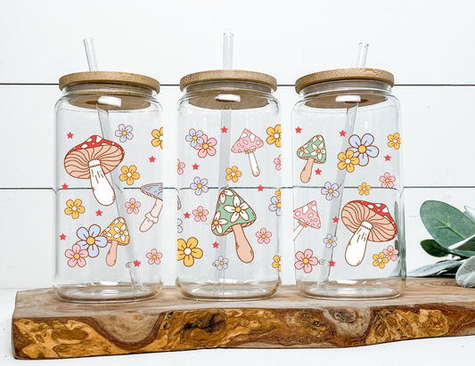 Retro Mushroom - 16oz Cup Wrap (clear film)