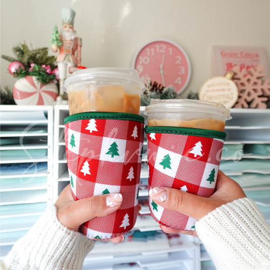 Red & Green X-mas Gingham - Cup Sleeve