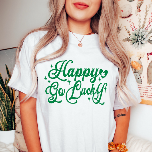 Happy Go Lucky - One Color Screen Print Transfer