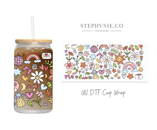 Summer Doodles - 16oz UV DTF Cup Wrap