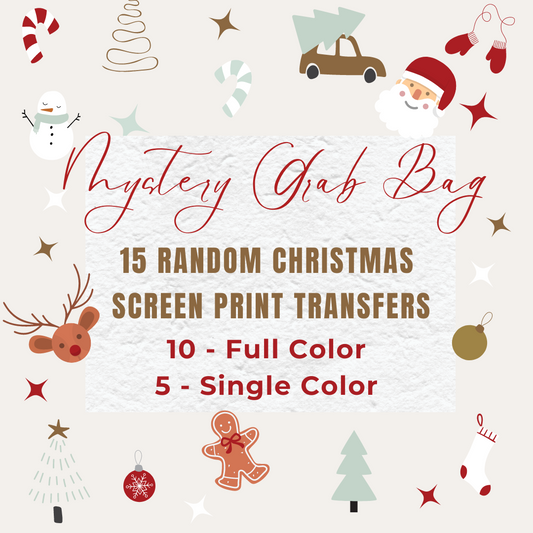 $20 X-mas Mystery Grab Bag - 15 Random Christmas Screen Print Transfers