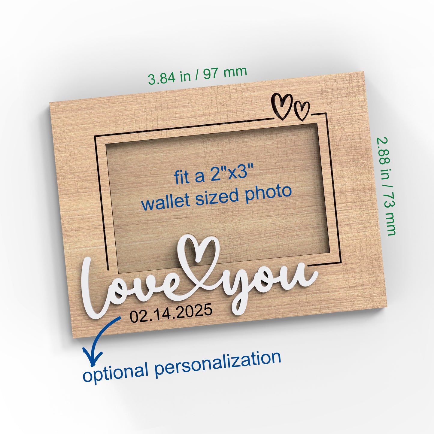 Customized Valentine's Day Wooden Photo Magnet 2x3"