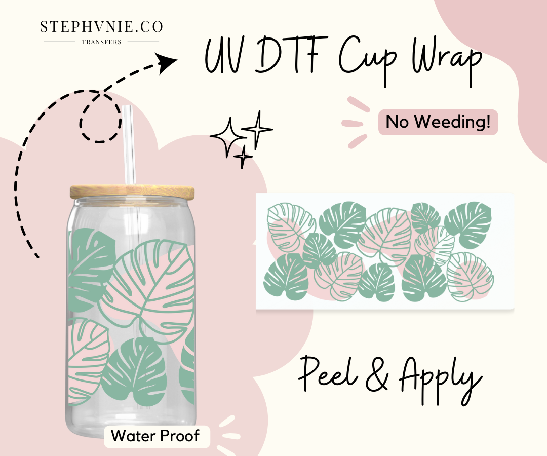 Monstera Plant - (Clear Film)  16oz Cup Wrap