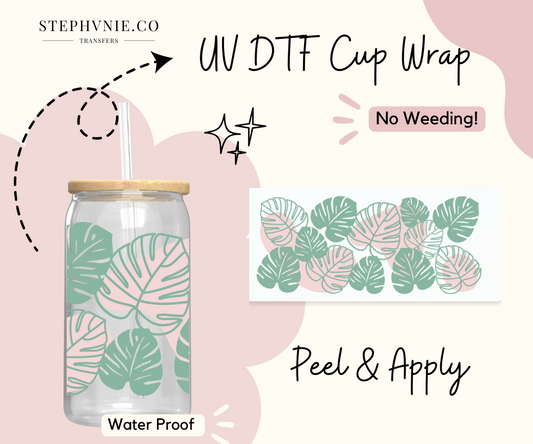 Monstera Plant - (Clear Film)  16oz Cup Wrap