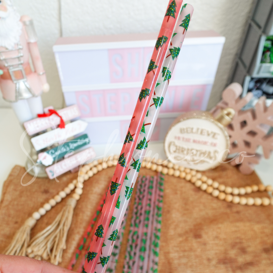 Christmas Tree - Color Changing Reusable Plastic Straw - 10 inch