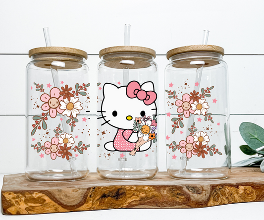 Spring Kitty (Clear film) - 16oz Cup Wrap Kawaii