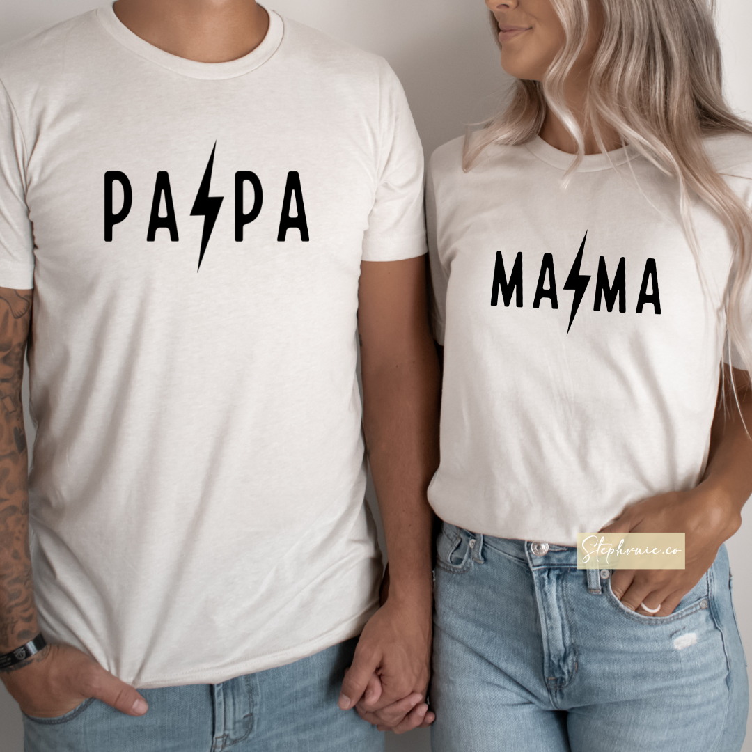 Black - Papa or Mama - One Color Transfer