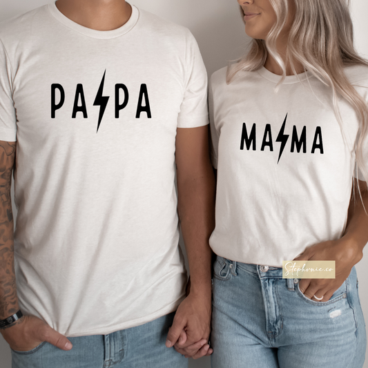 Black - Papa or Mama - One Color Transfer